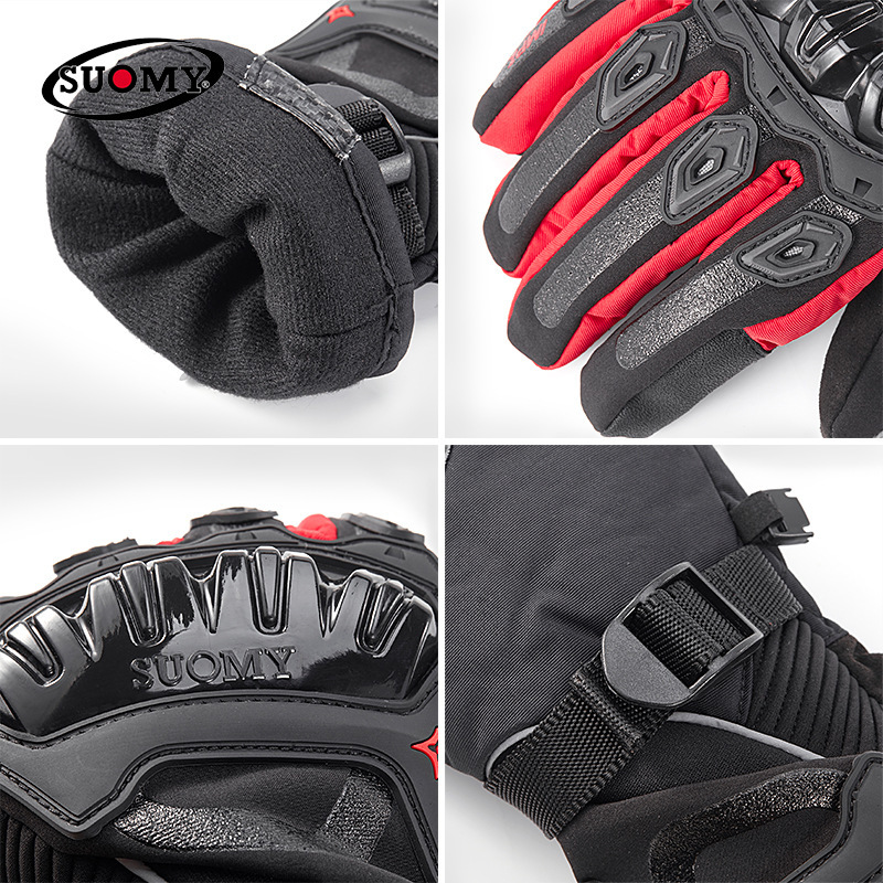 Guantes de moto de invierno impermeable caliente cuatro temporadas montar motocicleta Caballero resistente a la caída fuera de carretera engrosada guantes largos para hombres