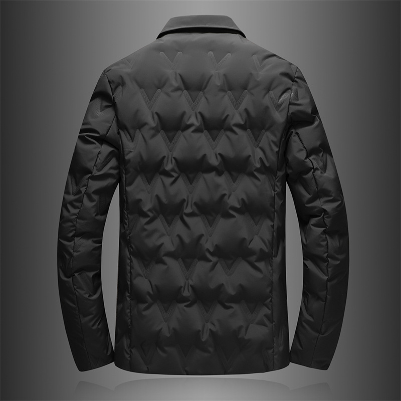 Herenkleding nieuwe heren pak kraag 90% witte eend jas jas winter borduurwerk dunne casual jas_voghion.com