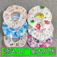 PEVA新款田园加厚防水高档磨砂印花花边加大淋浴帽化妆帽生产厂家