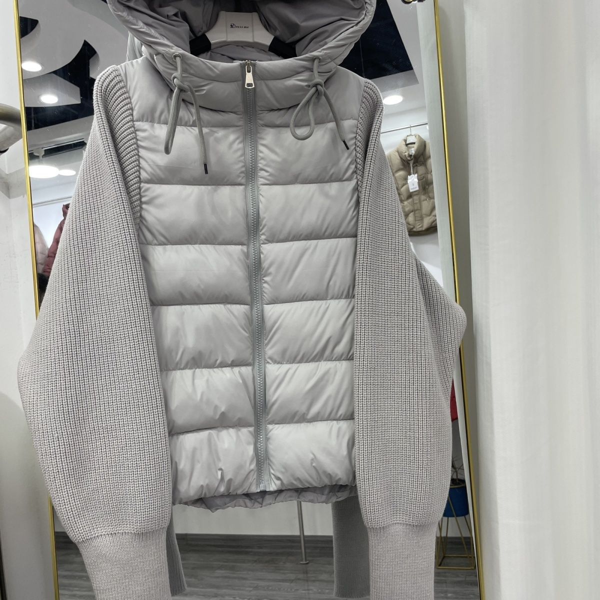 羽绒棉服女新款时尚TB针织袖拼接宽松显瘦设计感洋气外套8808