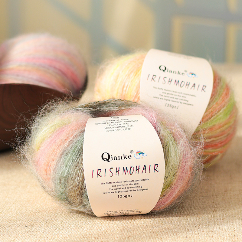 Gradient Dyed Mohair Yarn for Handmade DIY Colorful Long-Pile Scarves, Shawls, Sweaters, and Hair Ties Gradient Dyed Mohair Yarn for Handmade DIY Colorful Long-Pile Scarves, Shawls, Sweaters, and Hair Ties