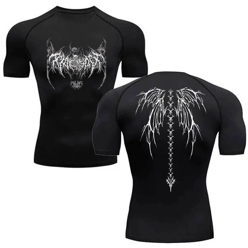 Anime 2D printed tights T-shirt quick-drying high-elastic sports top cross-border manufacturers sell men's fitness clothes Anime 2D printed tights T-shirt quick-drying high-elastic sports top cross-border manufacturers sell men's fitness clothes