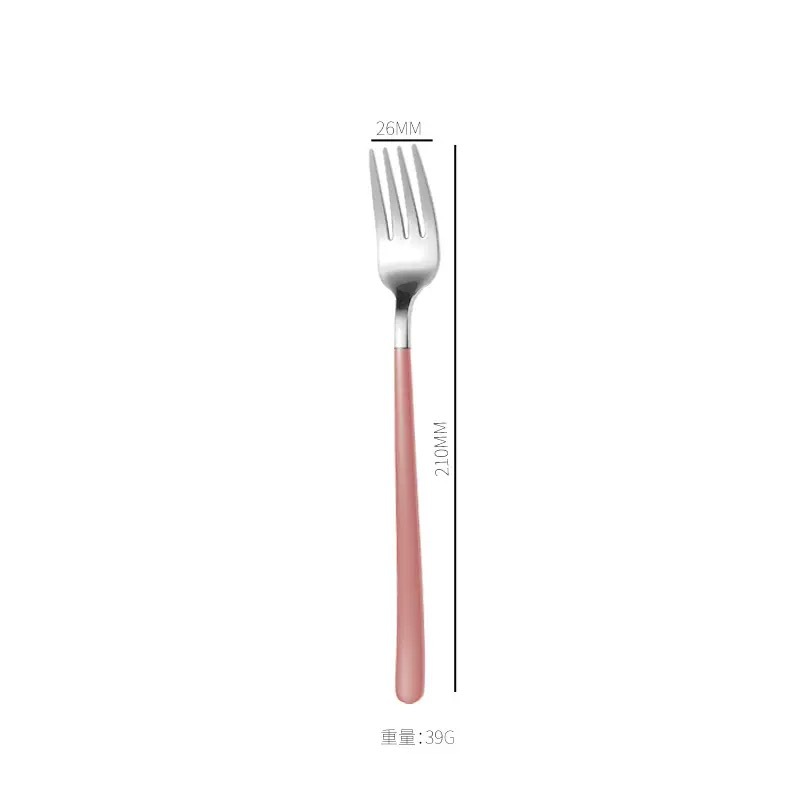 컬러 포크 한국식(304 대형) 핑크 실버