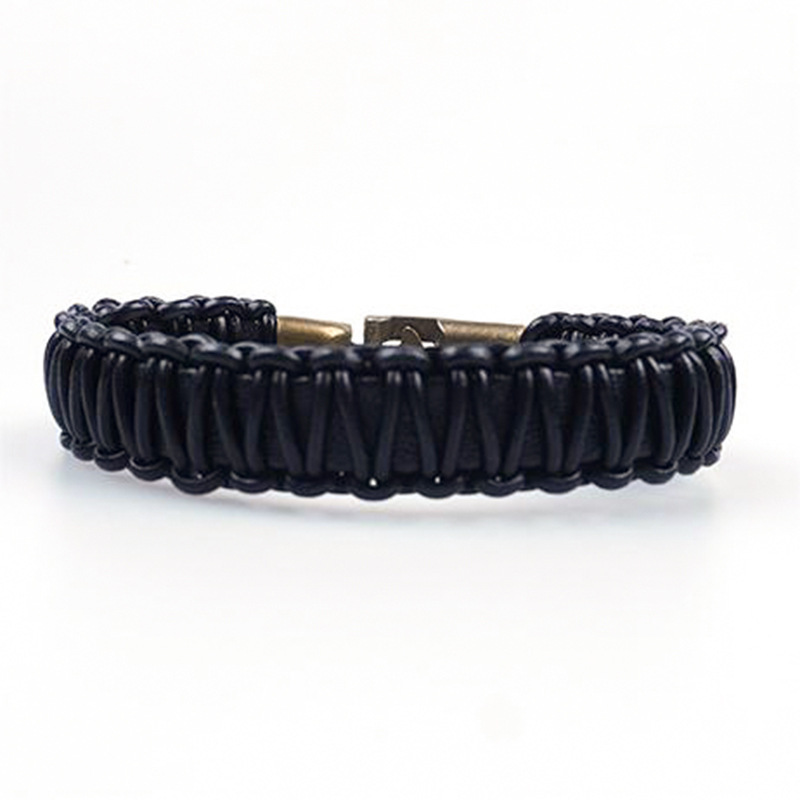 Retro Solid Color 304 Stainless Steel Pu Leather Polishing Men's Bangle Men Cord & Leather Bracelets display picture 3