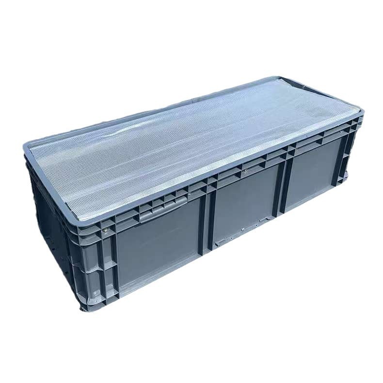 EU塑料物流箱可配带防尘帘周转箱汽车零件带平盖收纳筐 欧标周转