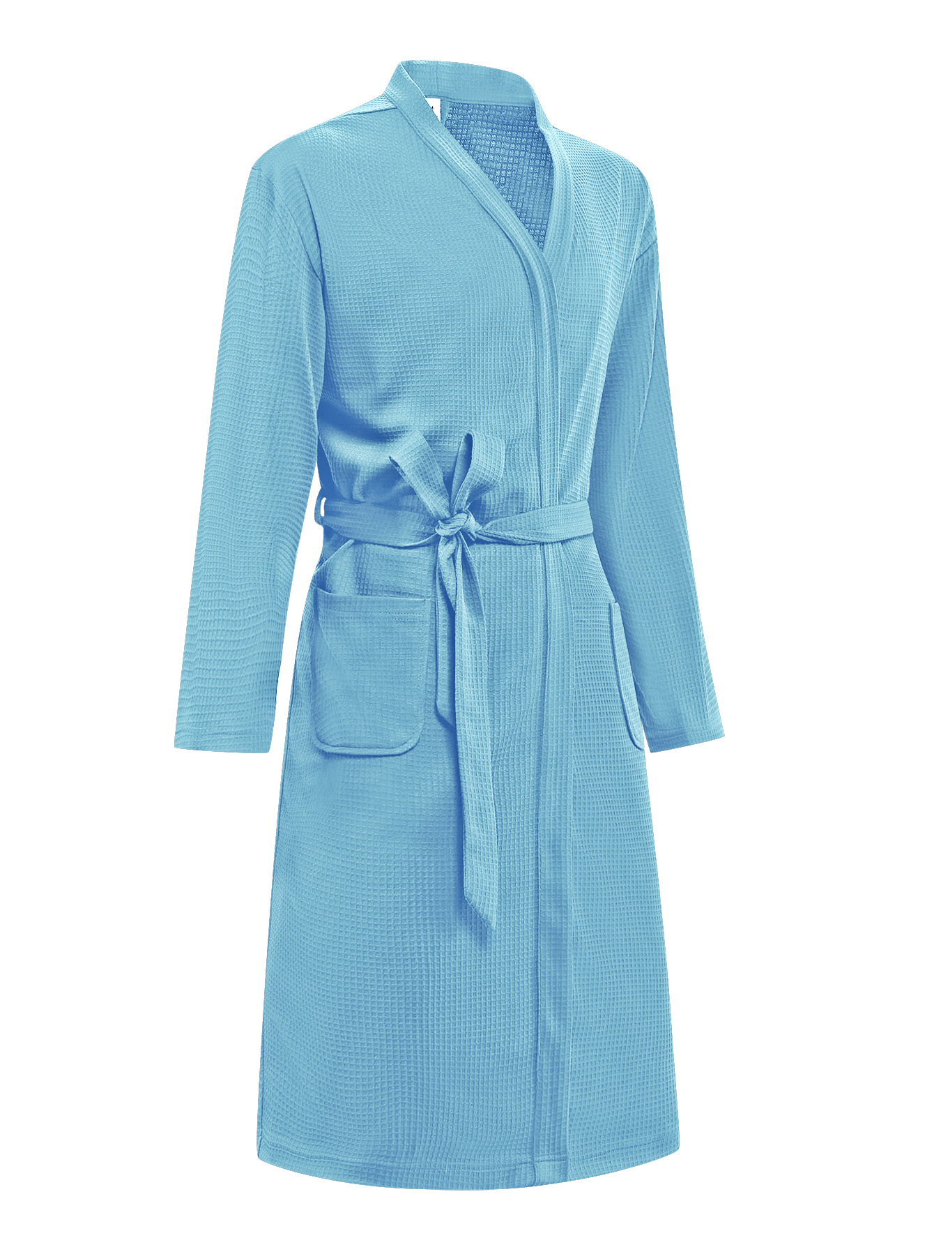 Waffelgewebe-Bademantel für Damen und Herren – Leichter Spa-Bademantel mit Taschen (S/M/L, Blau/Marineblau/Schwarz/Weiß, schnelltrocknendes Polyester, Luxus im Hotelstil)_voghion.com