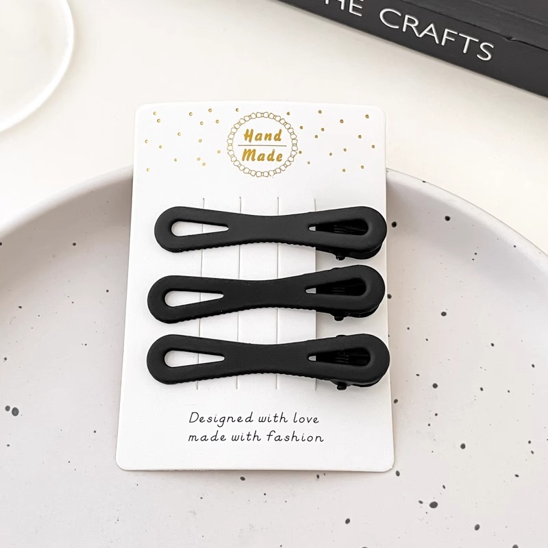 Youyou 2025 nueva horquilla negra, flequillo, clip de cabello roto en la frente, tocado lateral, pico de pato, palabra simple