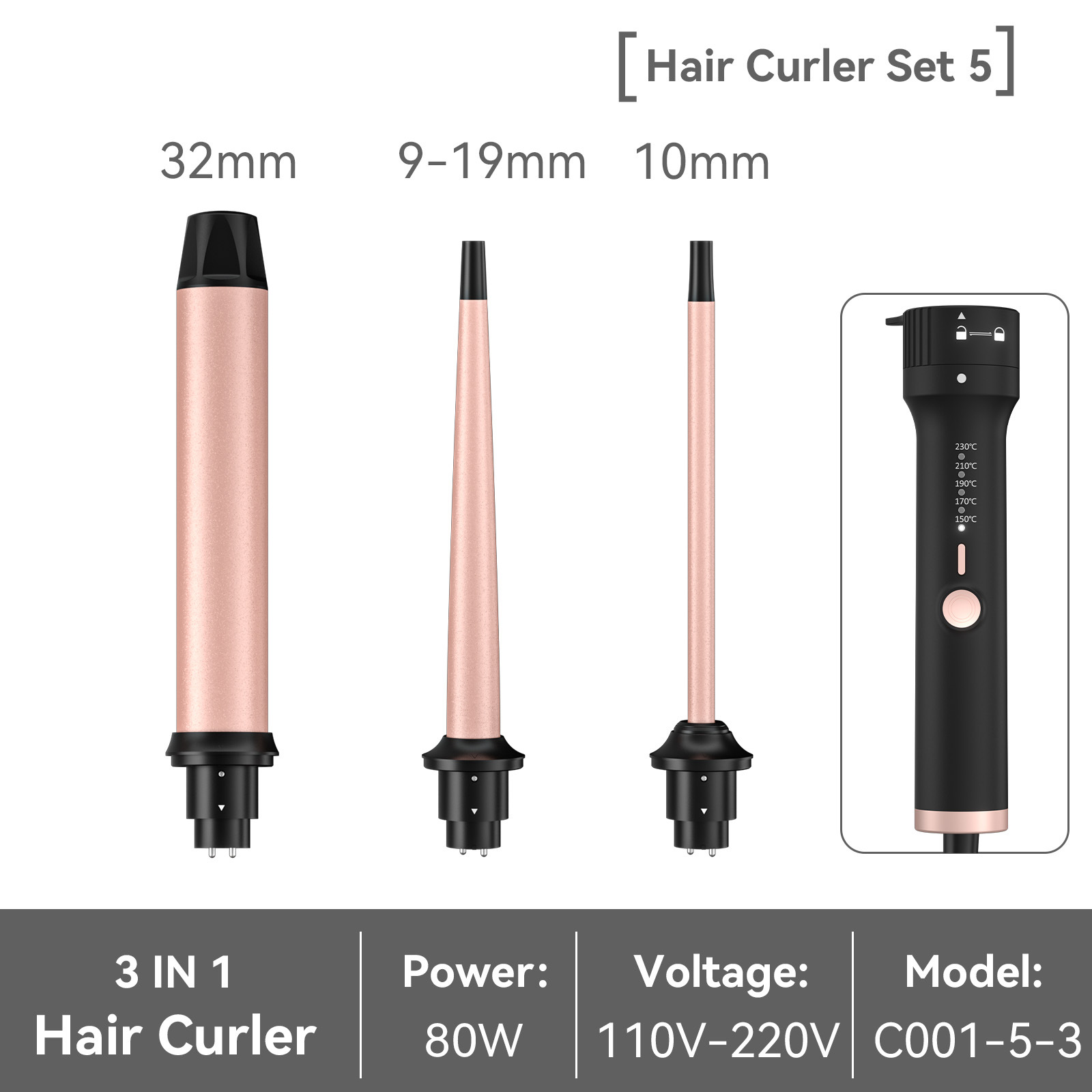 El rizador de pelo intercambiable todo en uno más vendido de Amazon, rizador de pelo para ondas grandes, rizador de pelo multifuncional de cerámica al por mayor