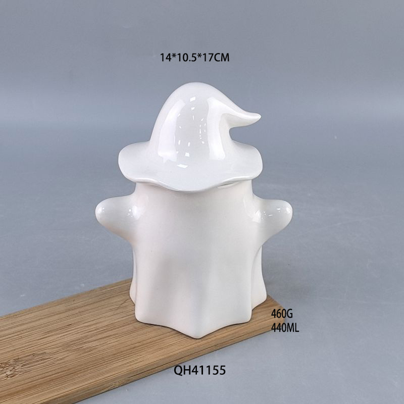 Nuevo fantasma de Halloween transfronterizo serie fantasma blanco puro frasco de cerámica fresco calabaza festival fantasma linda decoración