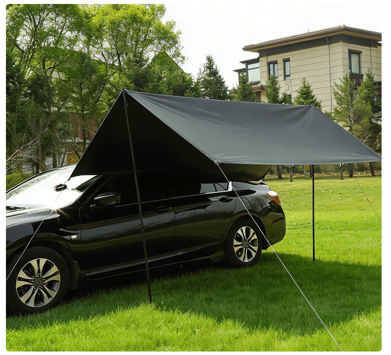 Vinyl camping canopy tent, outdoor rainproof and sunproof shade, portable folding car-mounted canopy