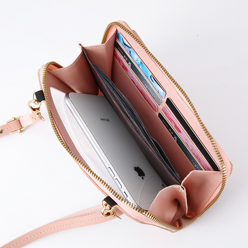  new touch screen mobile phone bag for women, Korean version, multi-functional large-capacity cross-body bag, fashionable zipper horizontal wallet