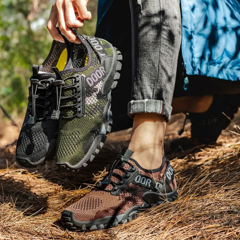 Zapatos de hombre para comercio exterior, zapatillas de malla transpirable con tejido volado, nuevo modelo 2025, zapatos de agua versátiles antideslizantes, calzado informal de exterior para hombre. image 3