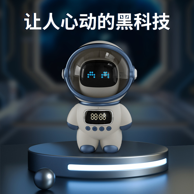 宇宙飛行士スマートbluetoothスピーカー音声ロボット音響はアニメ装飾品ai目覚まし時計に付き添う|undefined