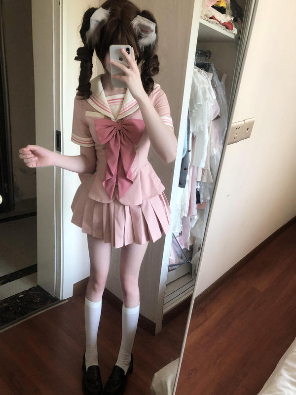 新款爆款jk萌系粉色收腰水手服长袖日系学院风JK制服套装女巨好看|undefined