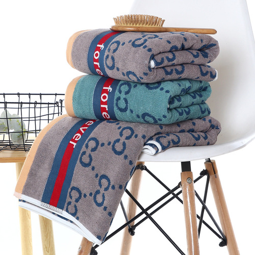 Wholesale long-staple cotton bath towel, adult gift large bath towel, soft, water-absorbent, thickened, jacquard-dyed, lint-free bath towel