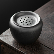 小号日式黑陶建水家用带盖过滤茶道蓄茶水壶承水盂建水废水缸禅意