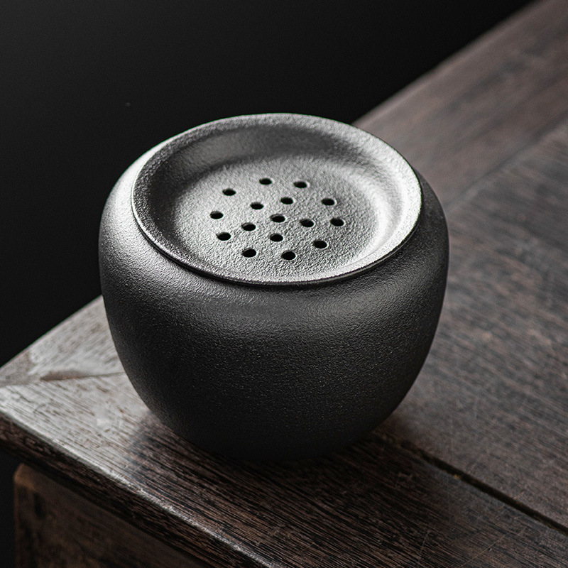 小号日式黑陶建水家用带盖过滤茶道蓄茶水壶承水盂建水废水缸禅意
