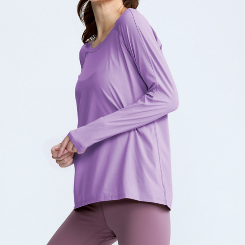Fitness clothes for women, sports long-sleeved yoga clothes, casual loose, hollow, breathable, sports fitness long-sleeved T-shirts for women