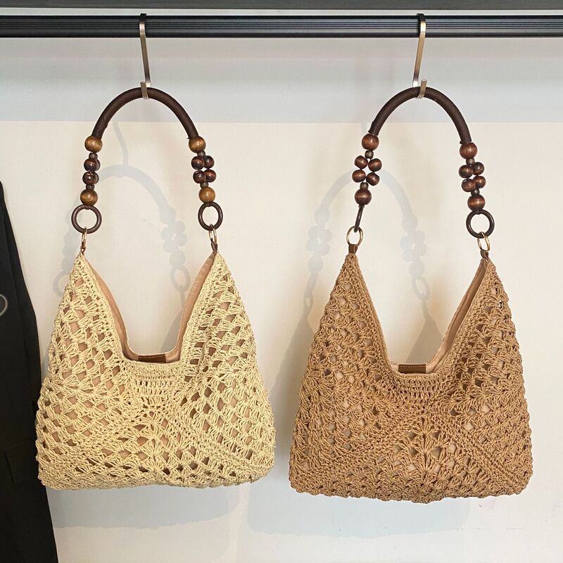 Large-Capacity Woven Bag for Women 2025 New Summer Seaside Vacation Straw Bag Versatile Work Clothing Shoulder Tote Bag