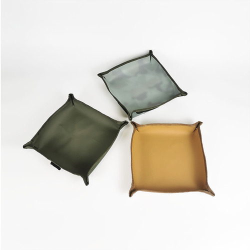 Outdoor foldable and stackable storage tray for camping, picnic, waterproof canvas, home travel, portable desk accessory for organizing small items