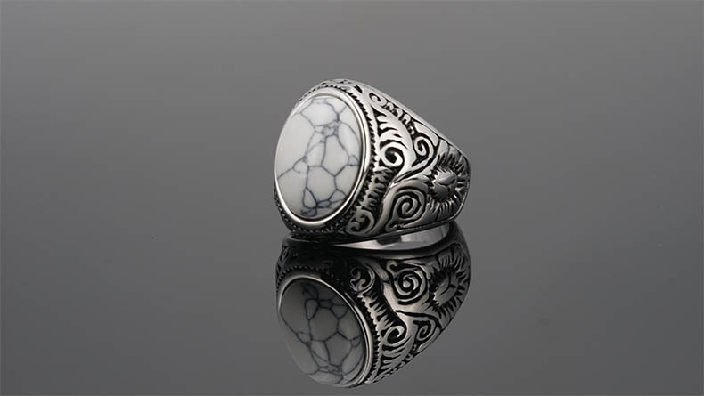 Holiday, Daily Occasion Retro Geometric Titanium Steel Plating Natural Stone Unisex Rings