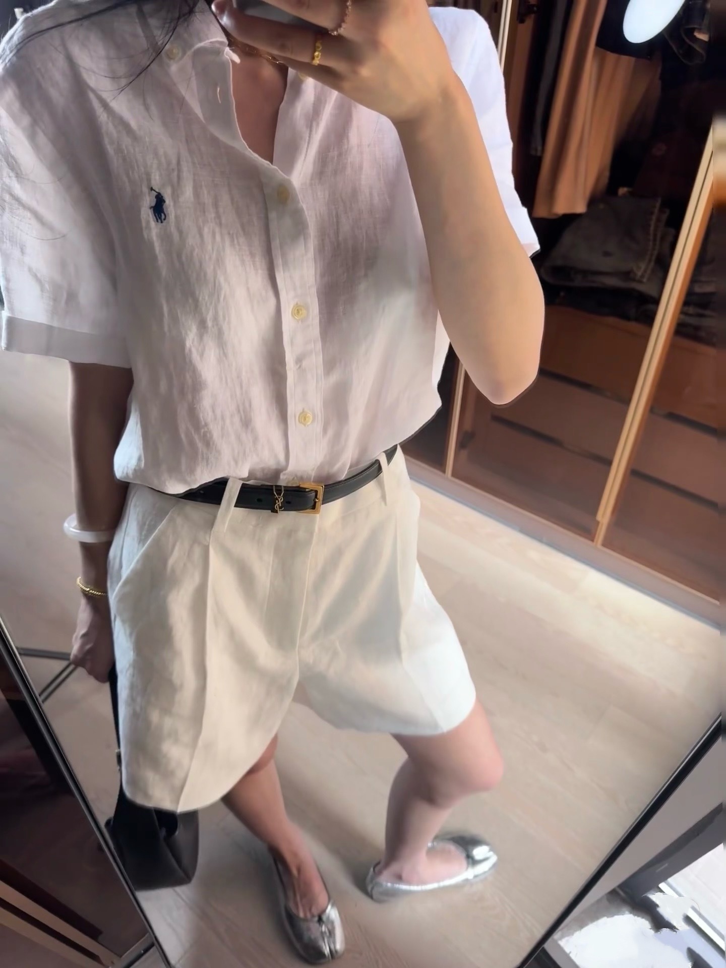 Ralph Lauren kətan köynək, qısa qollu, unisex