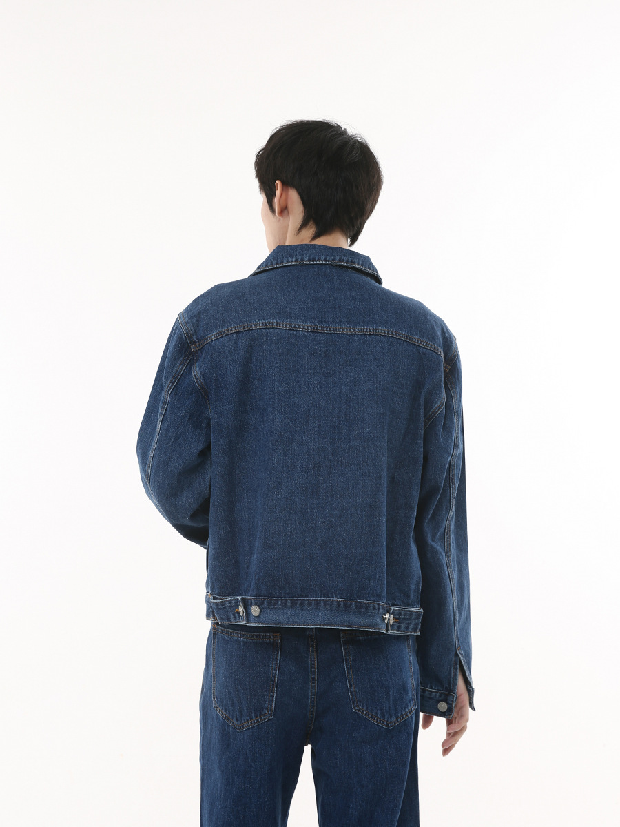 MTLClothes ropa de Hombre | 2023 otoño nueva recta suelta color sólido cremallera corta abrigo Denim traje