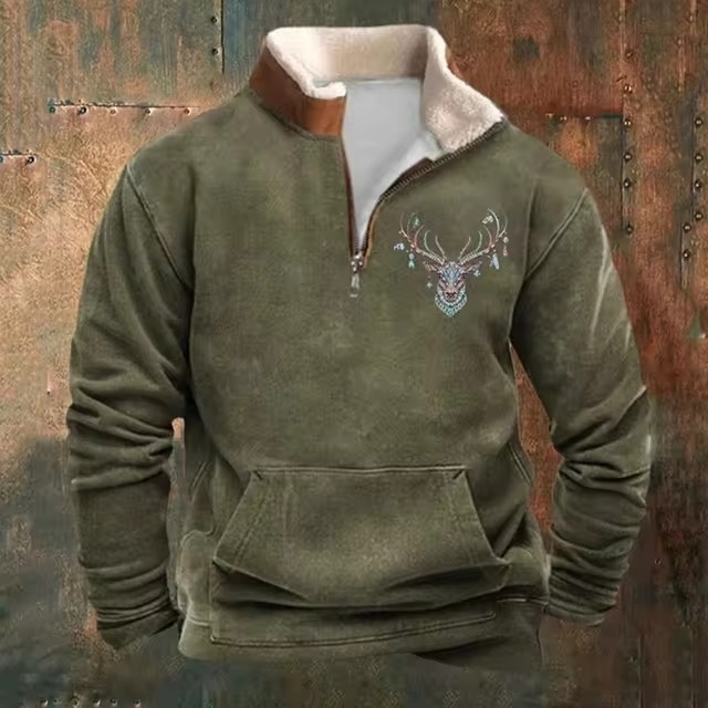 retro winter sports hoody with zipper
