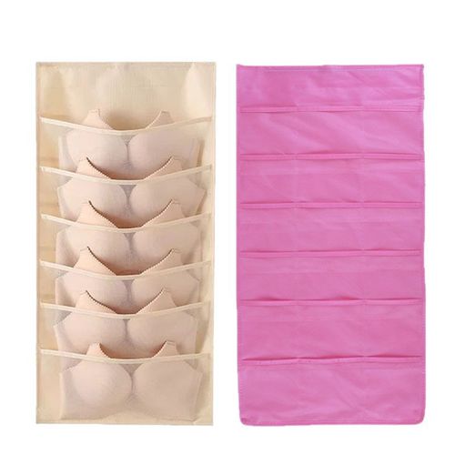Double-Sided Bra and Socks Underwear Storage Hanger Bag, Foldable Wardrobe Fabric Door Behind Storage Bag, Wall Mount Organizer Bag