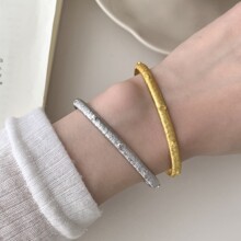 欧美金银色拉丝星星月亮手镯女时尚手饰韩系气质饰品轻奢小众设计