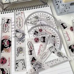 サンリオのクロミパチャ犬の玉桂犬の定規の現物の卸売りの赤い本の同項のアクリルの定規のセット