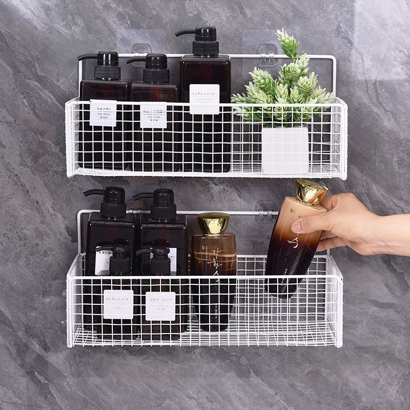No-Drill Bathroom Shelf, Wall-Mounted Storage Rack for Bathroom, Washbasin Toiletries Organizer, Simple Metal Design No-Drill Bathroom Shelf, Wall-Mounted Storage Rack for Bathroom, Washbasin Toiletries Organizer, Simple Metal Design