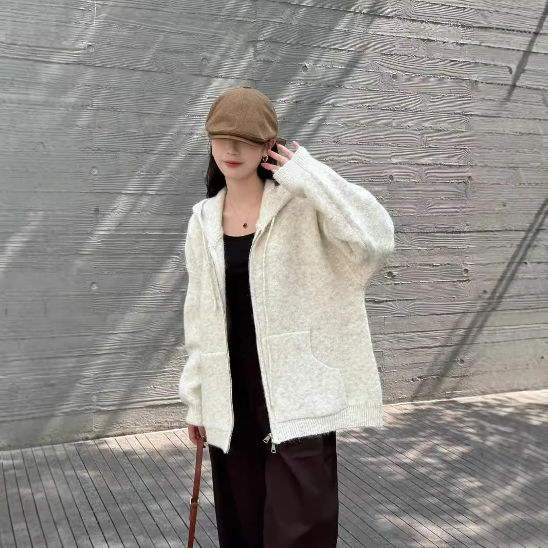 24 invierno Puyuan estilo coreano perezoso suéter gris cardigan mujeres otoño invierno alta sensación universal