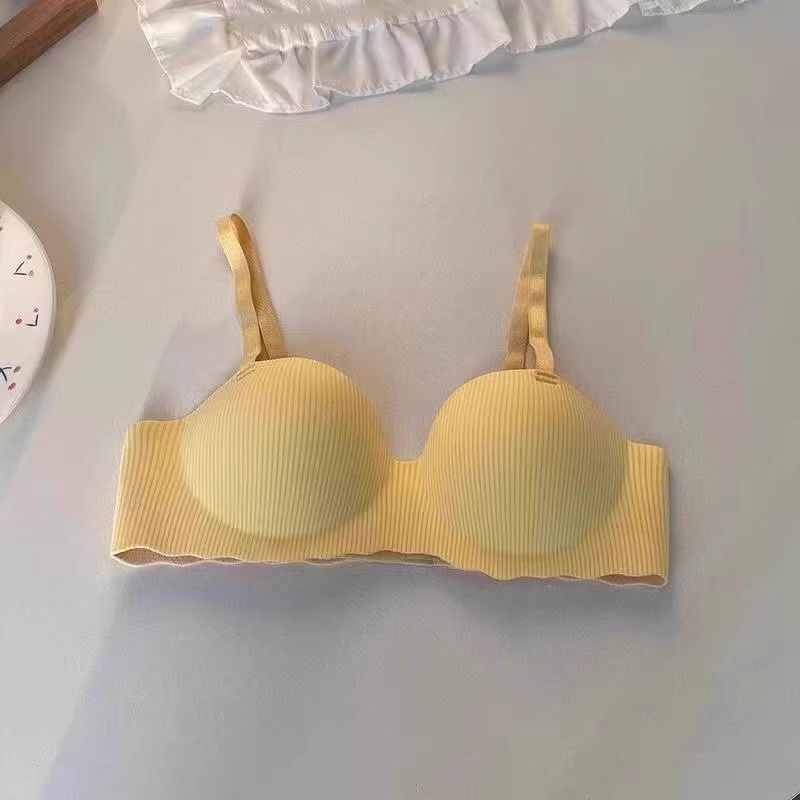 Reggiseno intero push-up da donna color caramella, senza cuciture, senza ferretto, sottile, estivo, intimo di supporto._voghion.com