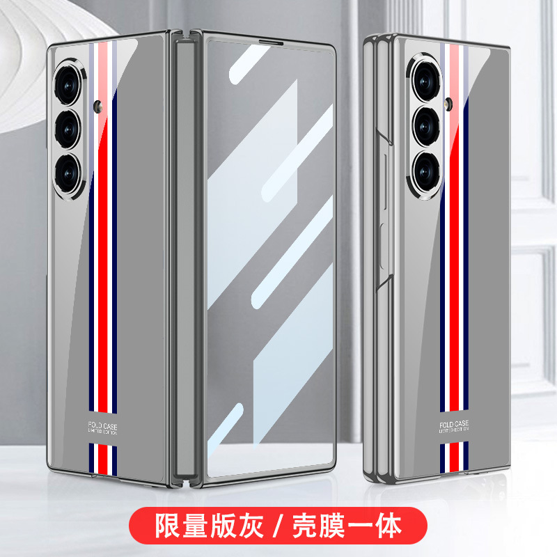 适用三星zfold7手机壳电镀玻璃彩绘壳膜一体折叠屏保护套防摔套|undefined
