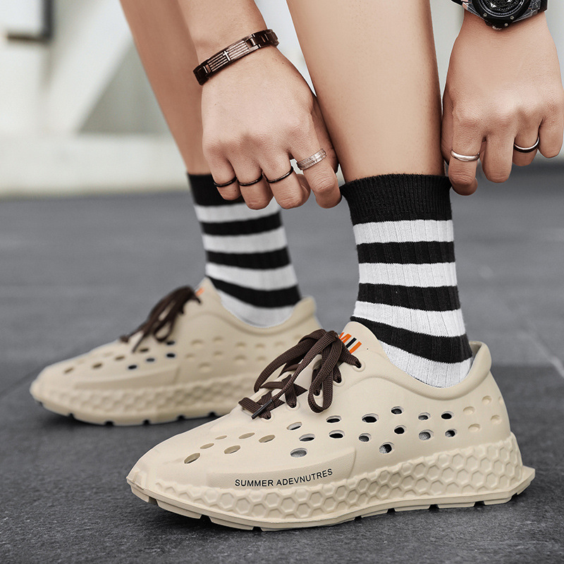 Comfortable Couple's Clogs, Summer Non-Slip Top Quality Outdoor Beach Sandals, Men's Hollow Breathable Closed-Back Slippers_voghion.com