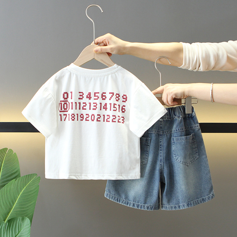 7857 traje de verano para niños 2025 nuevos pantalones cortos de manga corta atractivos para niños de dos piezas ropa de verano para bebés de moda