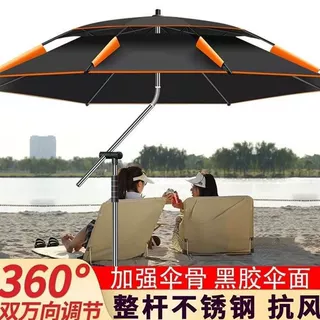 户外钓鱼伞防晒防雨伞加厚黑胶万向大钓伞露营遮阳伞太阳伞拐杖伞