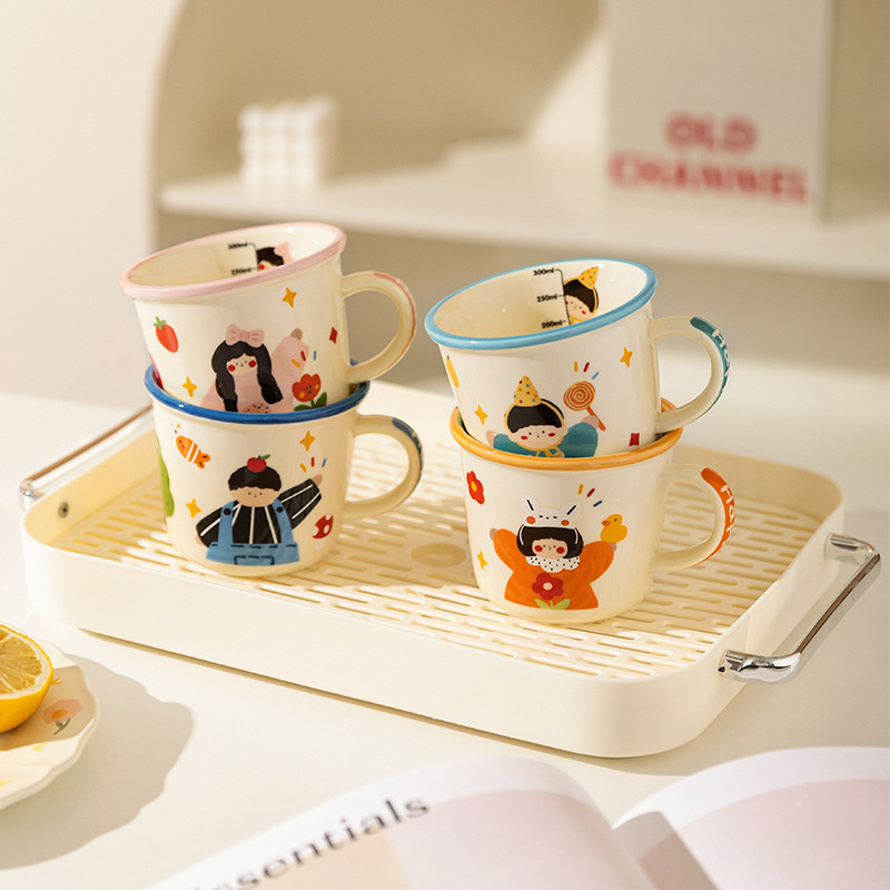 モダン主婦一家三口マグカップかわいいカップ家庭用朝食カップカップル対カップ陶磁器カップセット|undefined