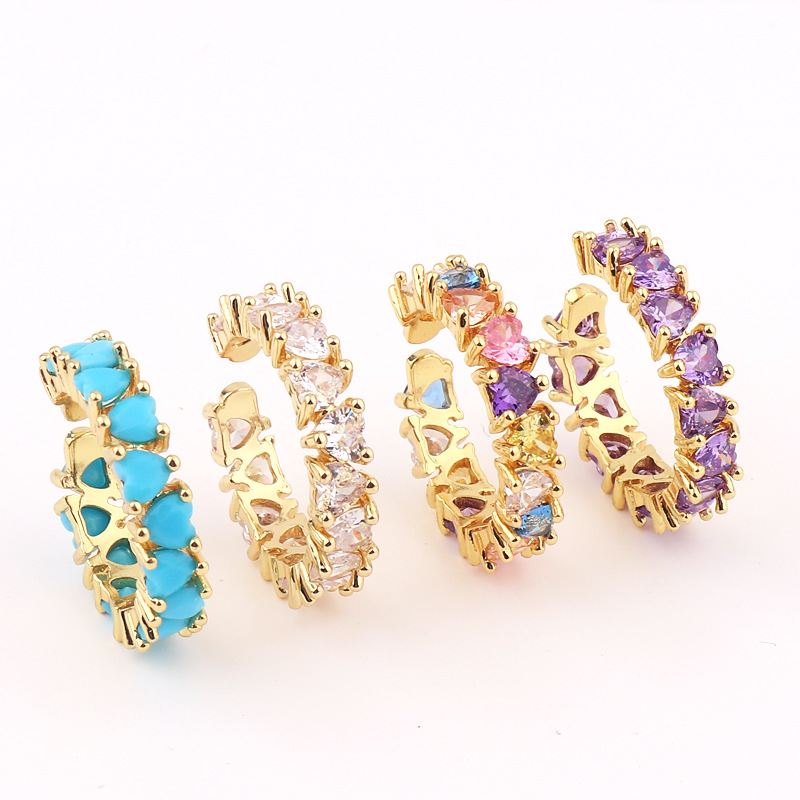 Mode Forme De Cœur Le Cuivre Anneaux Incruster Zircon Bracelets De Cuivre display picture 3