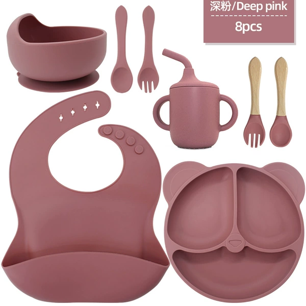 Set, bib, dinner plate for ears, silicone glass, 8 pieces, 115G
