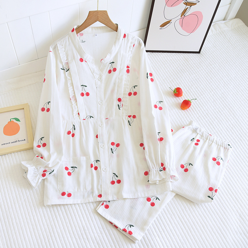 스몰스탠드칼라-에어컨무늬-체리-화이트