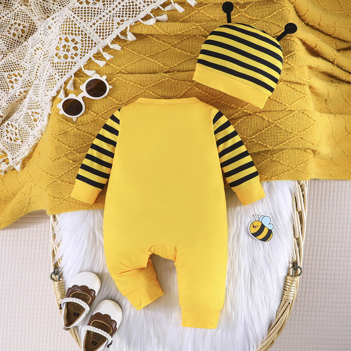 2024 Herbst neuer süßer Jumpsuit mit Tier-Print und Hut, zweiteiliges Set_voghion.com