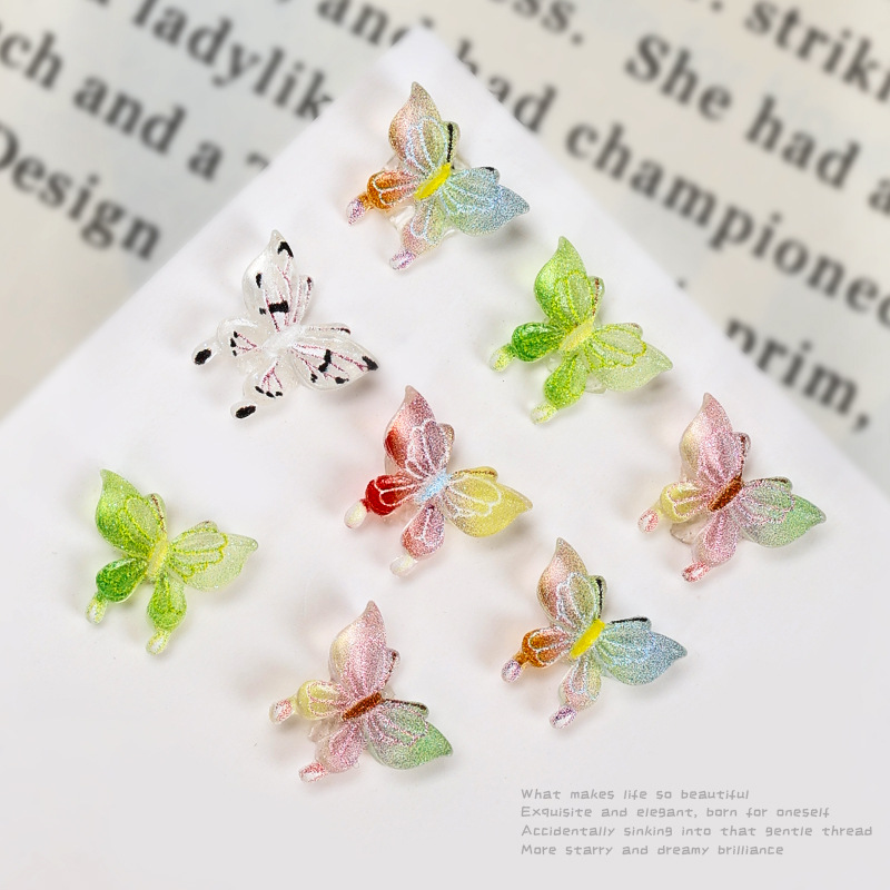 Manicure brillante hadas mariposa adornos de resina mariposa genio tridimensional manicure material de adornos de uñas 20 paquetes