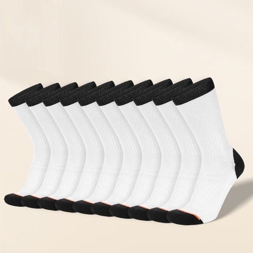 Autumn/Winter Japanese men's medium-calf socks, solid color anti-odor, sweat-absorbent shaping basketball socks, sports socks, black and white long socks