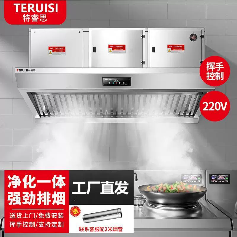 特睿思商用油烟净化器一体机大型酒店餐饮厨房大吸力低空排烟机