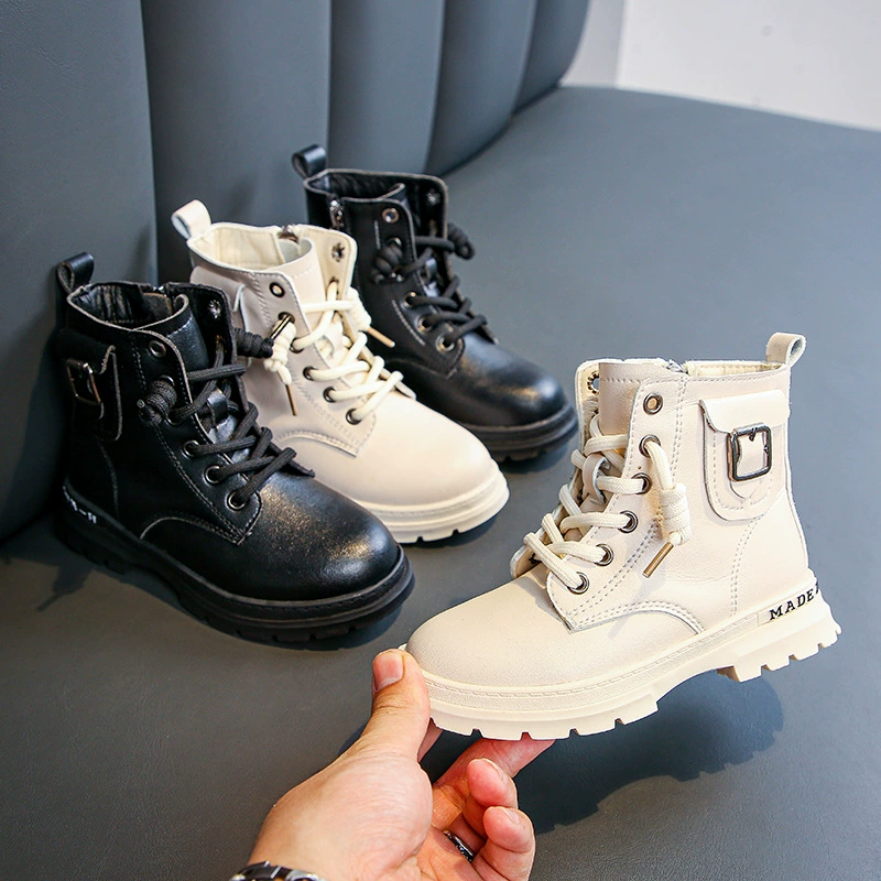 Сапоги Martin для девочек 2024 осень и зима новая мода детские одиночные сапоги плюс бархатная мягкая подошва два хлопковых сапоги красивые сапоги для мальчиков