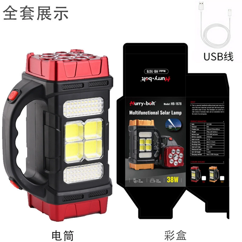 Новый многофункциональный портативный светодиодный фонарь на солнечной батарее с USB, для улицы, кемпинга, мощный свет, фонарик для мобильного телефона
