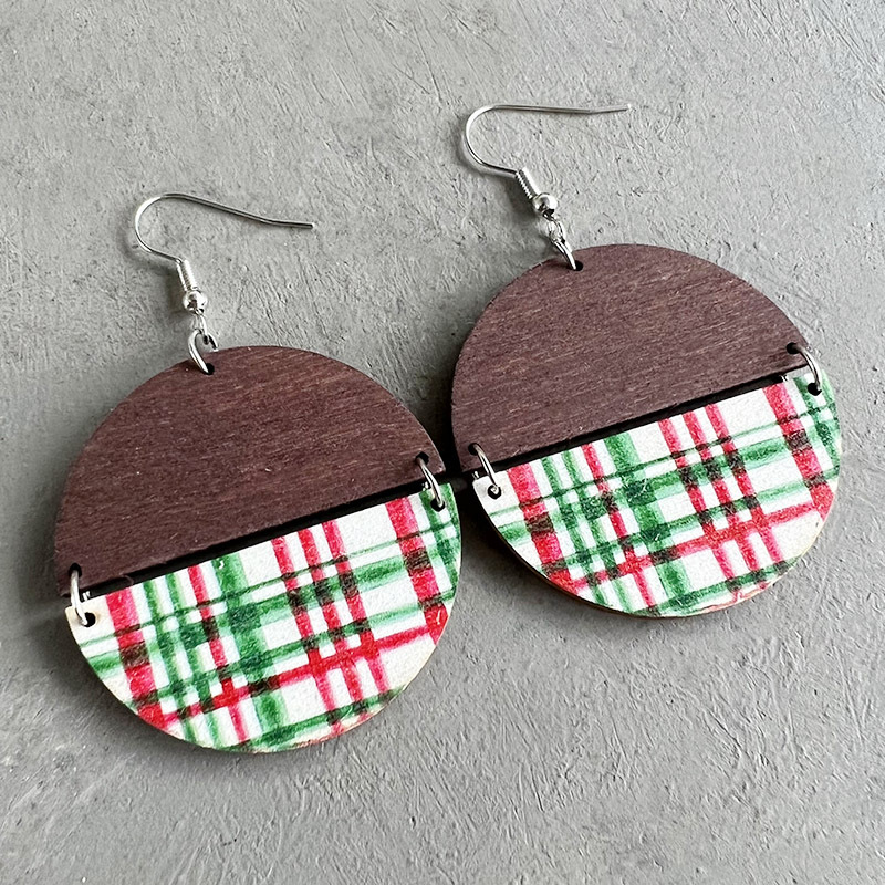 Bohemian Geometric Wood Christmas Women's Drop Earrings display picture 5