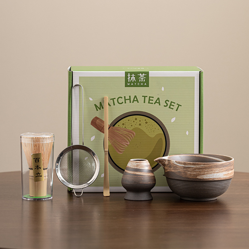 日式抹茶道工具百本立粗陶茶筅立茶碗家用整套宋代点茶器茶筅套装